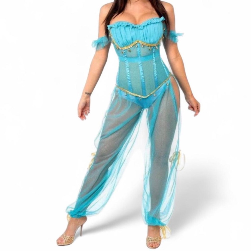 Blue & Gold 3 Pc Persian Princess Jasmine Costume